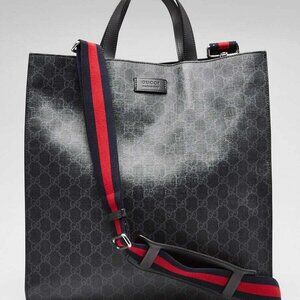 Gucci Black/Grey GG Supreme Coated Canvas Night Courier Tote Bag